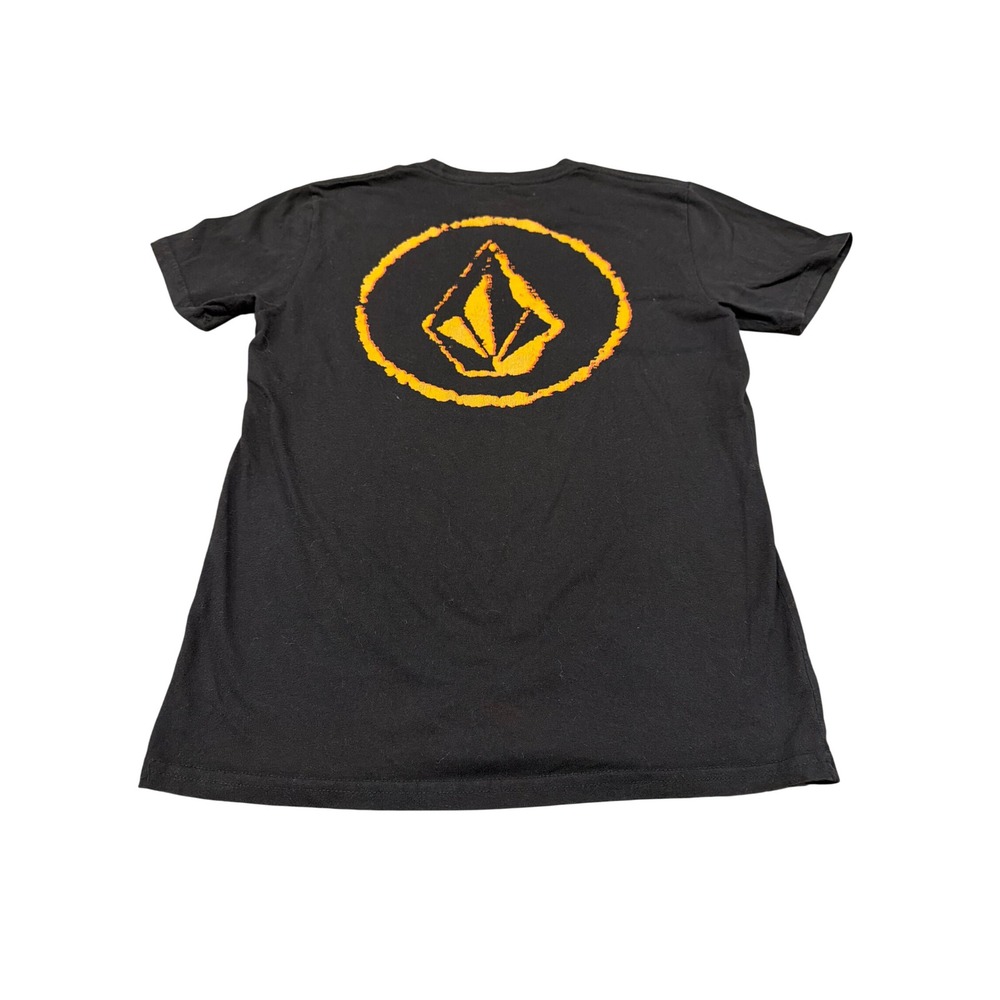 Volcom Mens Graphic T-Shirt Black Orange Stone Logo Short Sleeve Tee Size M